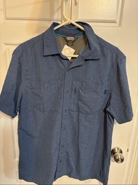 Outdoor Research Men's Short Sleeve Casual Button-Down Shirt — Denim Blue